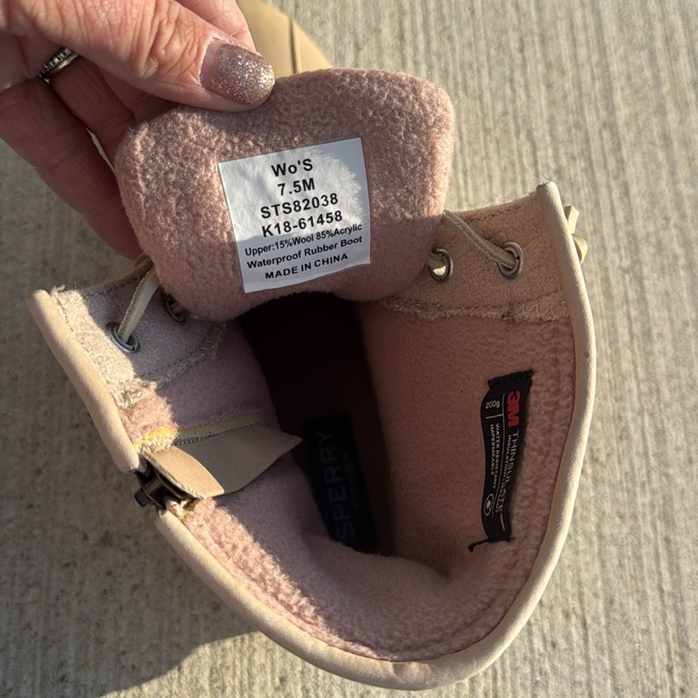 Sperry Top-Sider Saltwater Emboss Wool Rose Dust Rain Duck Boot 7.5 - Picture 5 of 8